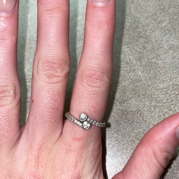 Pandora two sparkling hearts ring slightly used - Picture 3 of 4